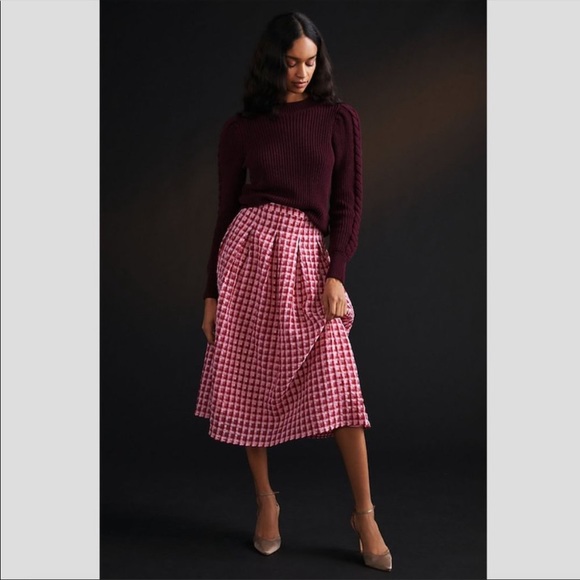 NWT Anthropologie Eva Franco Textured Plaid Skirt - Picture 1 of 10